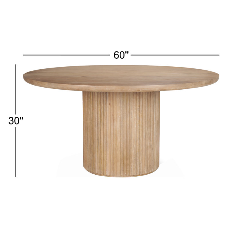 Mango Solid Wood Pedestal Dining Table, Light Brown