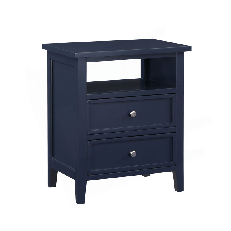 Weston 2 Drawer Nightstand, Dark Blue