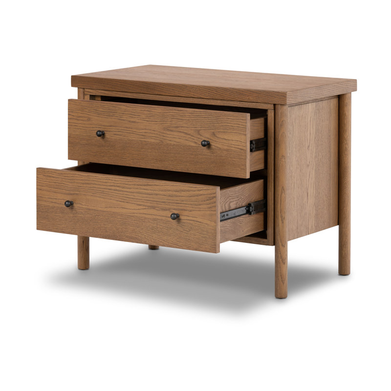 Roark 2 - Drawer Solid Wood Nightstand, Brown