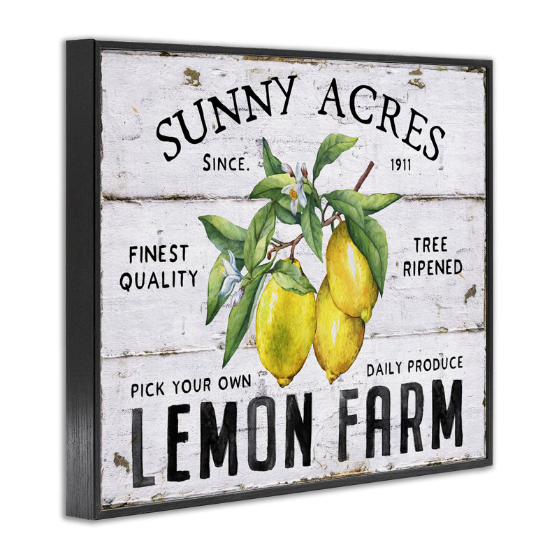  «Sunny Acres Lemon Farm», estampe numérique par Creatif Belle, H 11 po x l 14 po, Giclée encadrée noir minuit