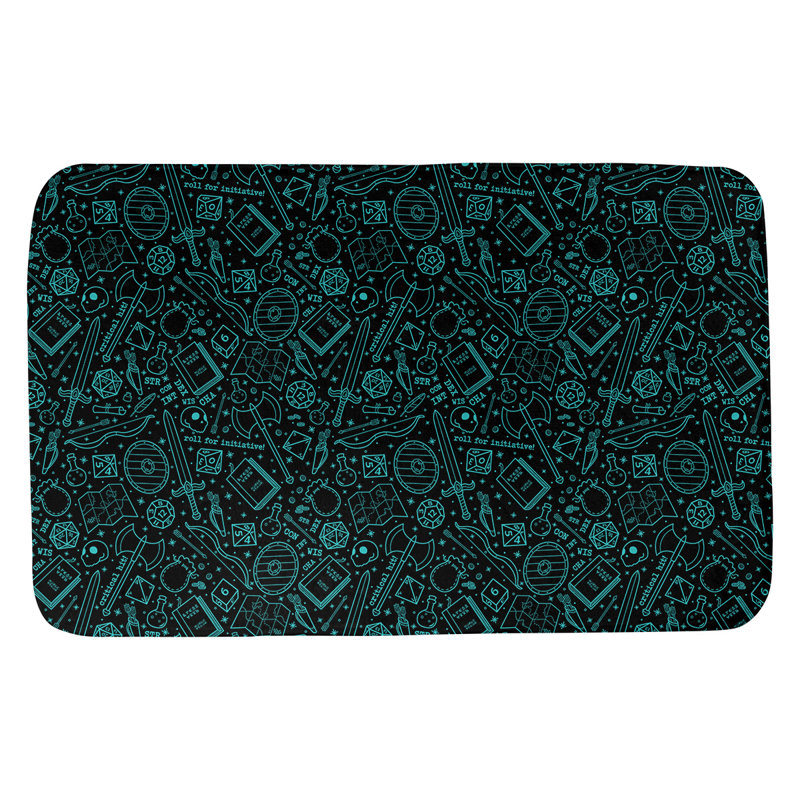 Tapis pour salle de bain rpg Leffel, l 17 po x L 24 po, Noir / bleu sarcelle
