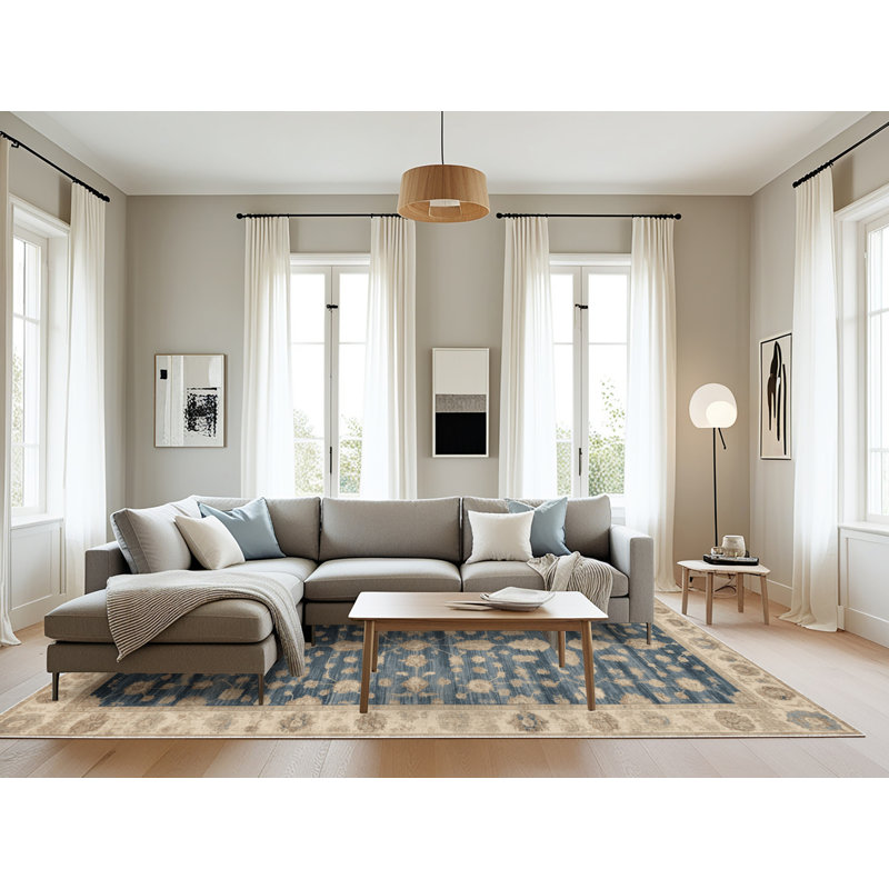 Tapis beige surteint lavable à la machine, Rectangle 6 pi x 9 pi