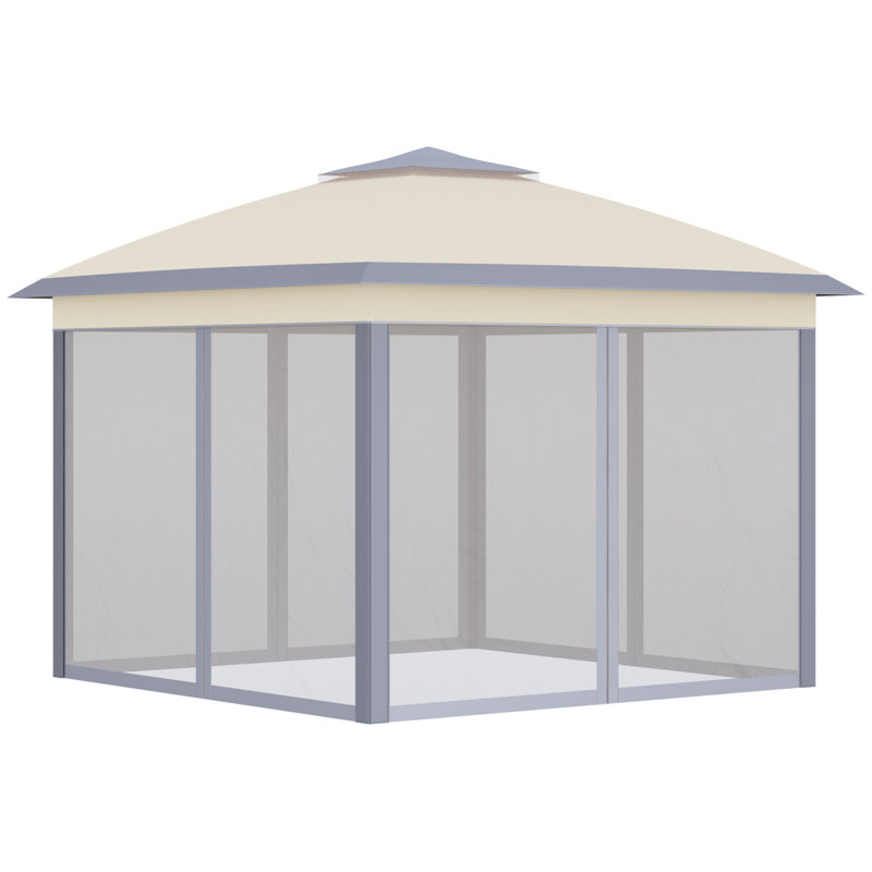 Auvent extérieur de 11 pi x 11 pi avec filet et sac de transport Outsunny, abri de soleil pour pavillon de jardin instantané, tentes pour fêtes avec abat-jour de 121 pieds carrés, pour l'extérieur, le jardin et le patio