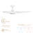 Glide 52in 3-Blade Smart Ceiling Fan 2700K-6000K CCT Tunable Range LED Light Kit with Remote Control and White Hardware with White Blades Works With iOS or Android App-126659230