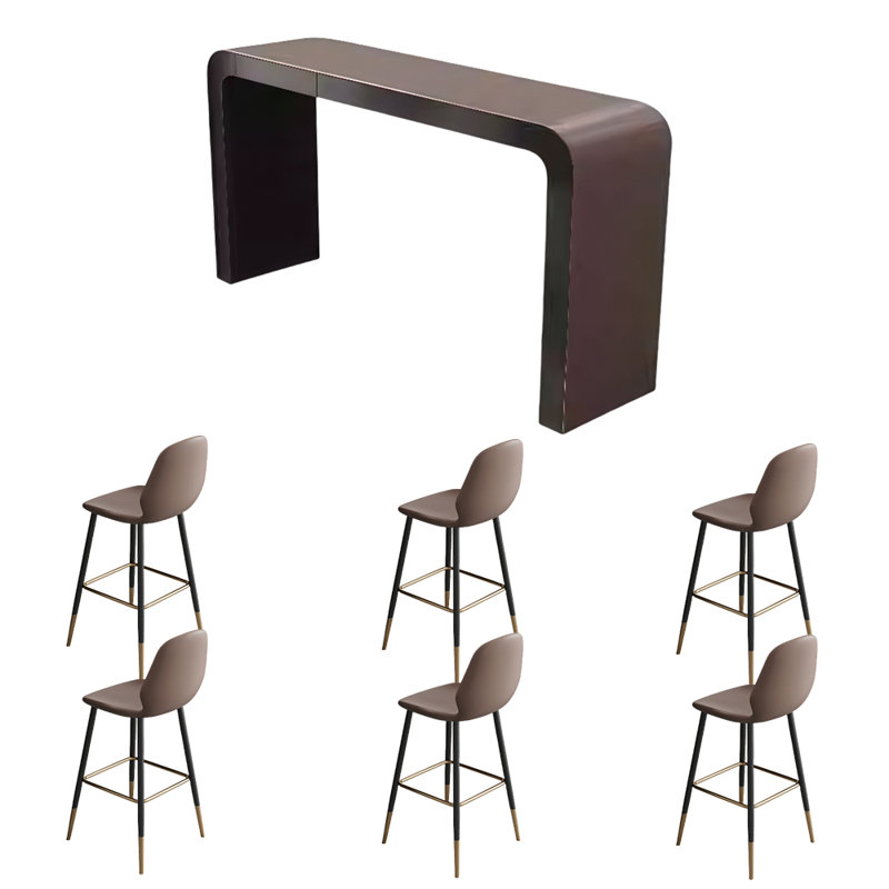 Italian saddle leather bar table, 39.3"H x 55.1"L x 15.7"W