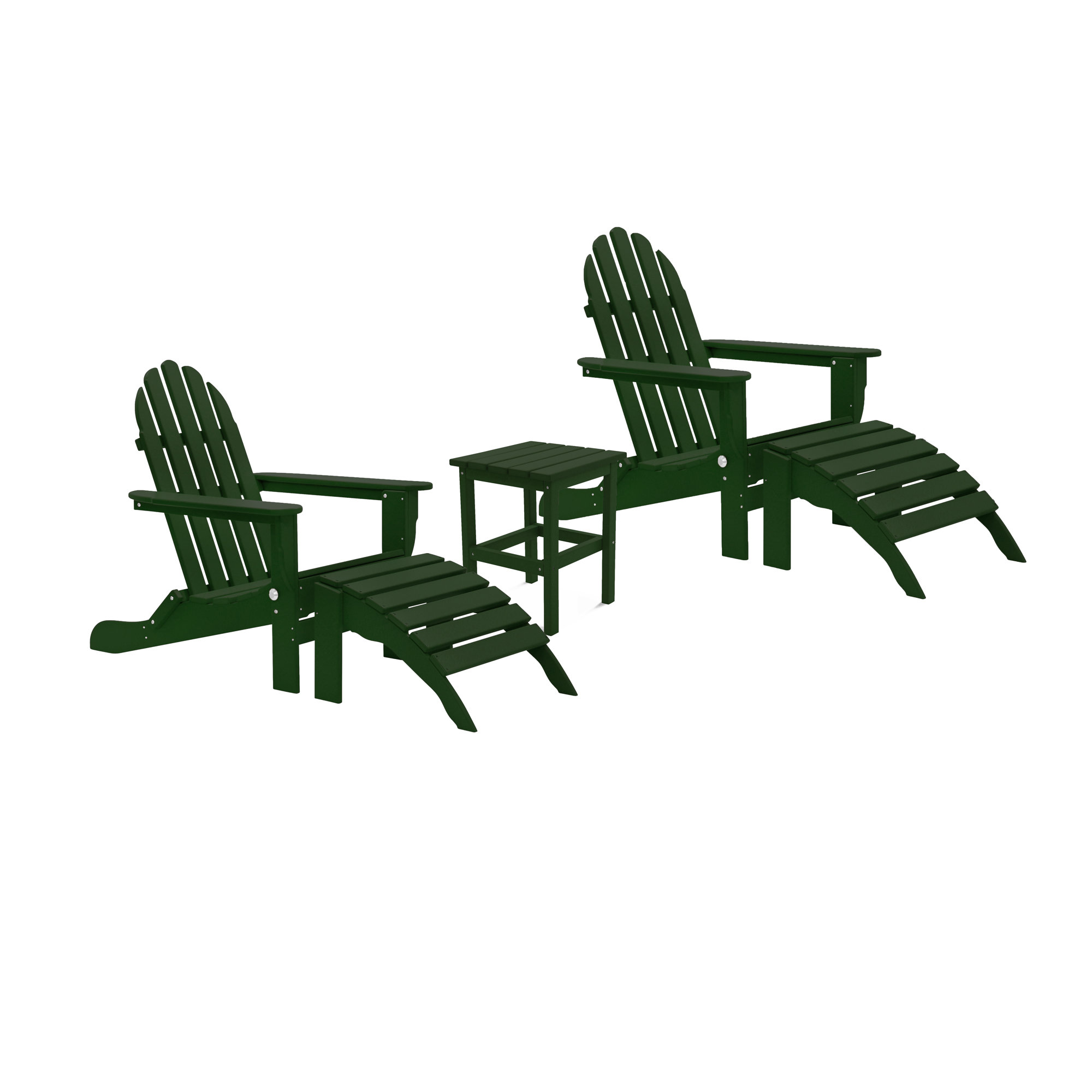Leighton Foldable Outdoor Adirondack Set, Forest Green