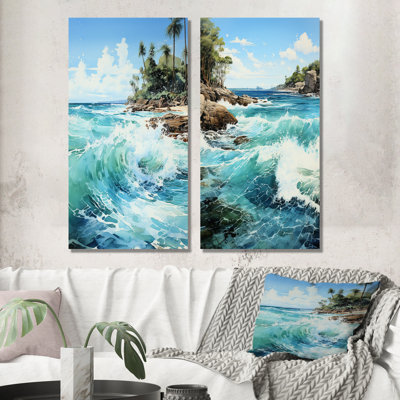 Azure Seascape Palms Horizon - Coastal Wall Art Prints Set Of 2 -  Bay Isle Home™, 371F06E1C35A4D9A9B499A5B2A820472