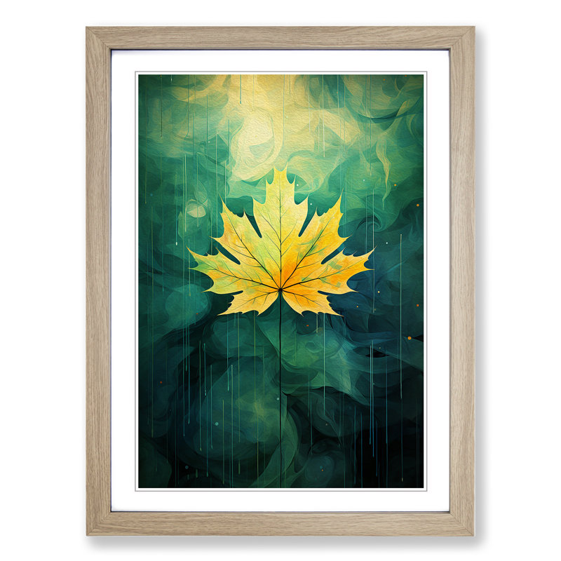 Leaf Futurism - Single Picture Frame Print on Wood, Oak Framed, 34cm H x 25cm W
