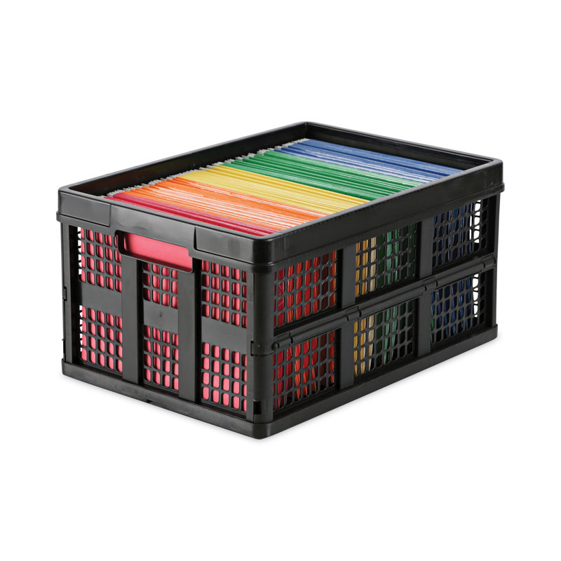 Universal Black Heavy-Duty Plastic Collapsible Filing Storage Tote
