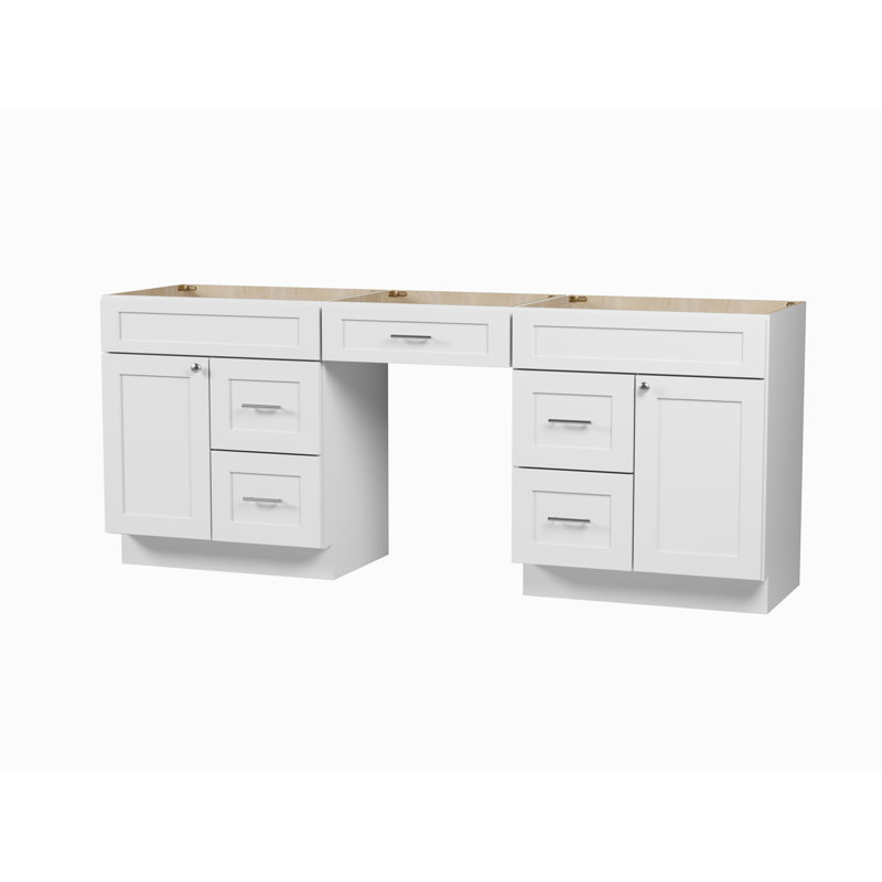 Ensemble de meuble-lavabo double 84 po avec base de tiroir en bois massif Disar, Blanc