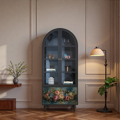 Vitrine en bois massif Floral