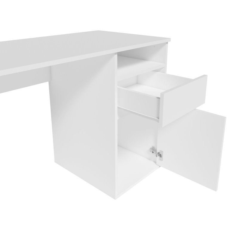 Raymen Desk with drawer and door: 120cm W x 75.5cm H x 53cm D., White