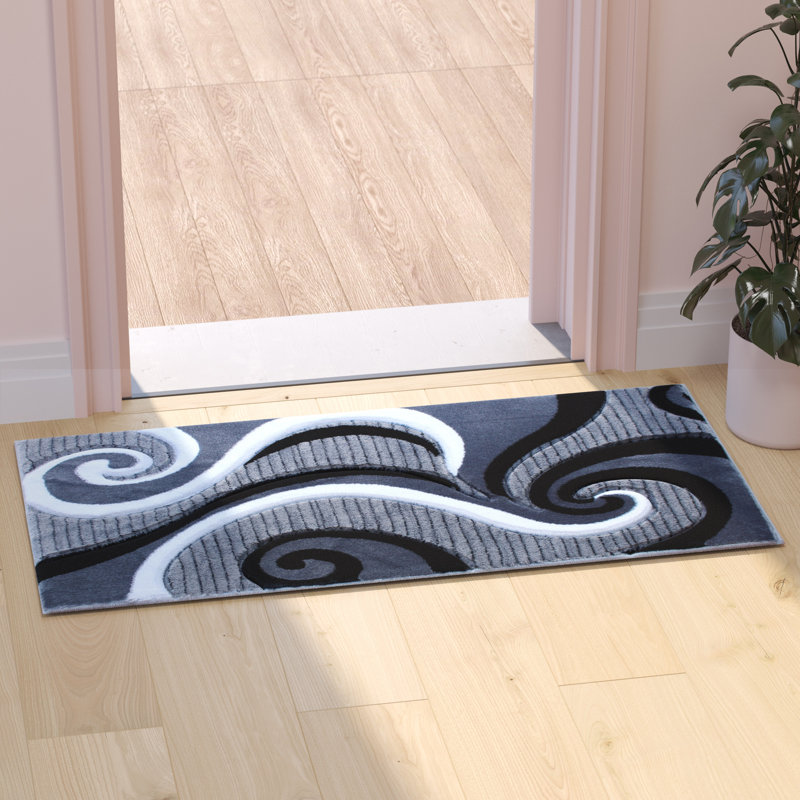 Tapis à motif abstrait tourbillon Skaghe, Rectangle 2 pi x 3 pi 4 po