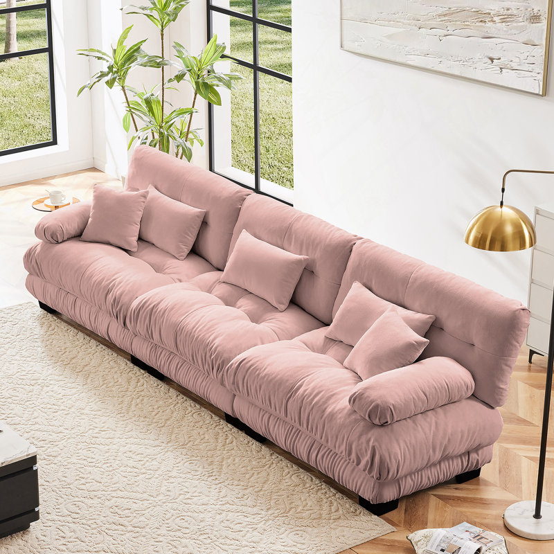 Canapé modulaire confortable pour divers espaces avec revêtement doux, Rose