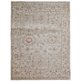 Tapis gris / rouge noué à la main 7 pi 11 po x 10 pi 2 po Oushak