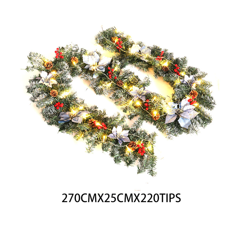 270cm Lighted Faux Garland with Lights, Green/White