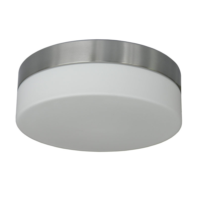 Shull Glass Flush Mount, Satin Steel