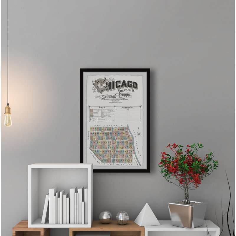 Chicago Block Map - impression encadrée, H 45 po x l 30 po x P 1,5 po