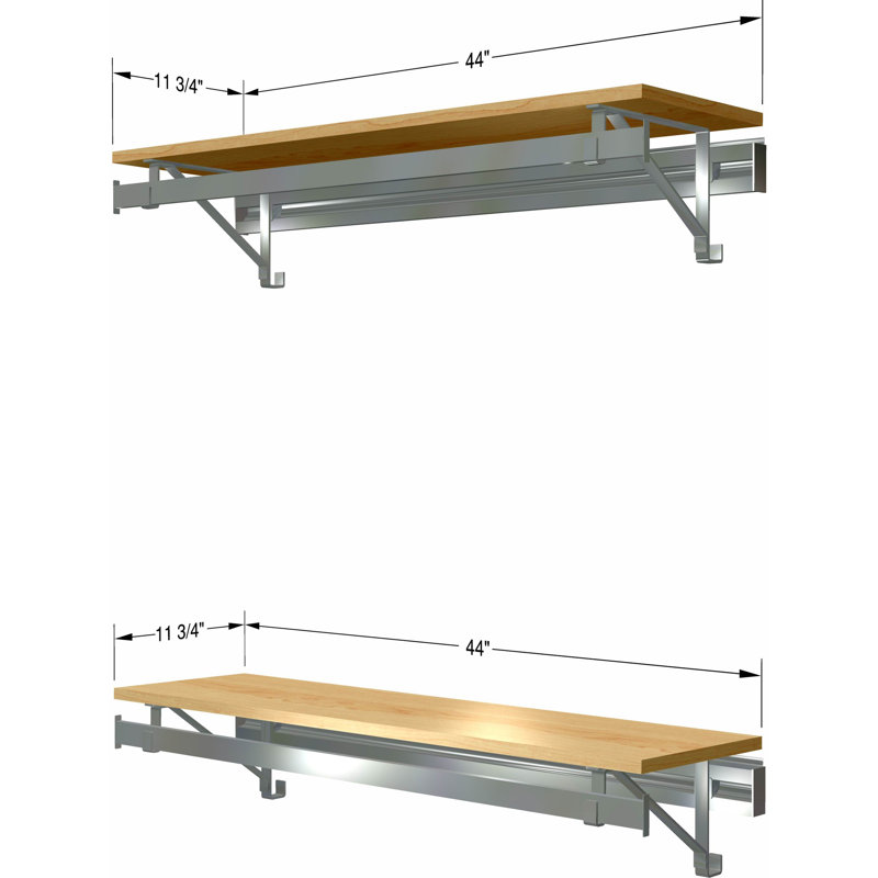 Système d'organisation avec barres à vêtements et deux tablettes, Érable, H 8,5 po x l 44 po x P 11,75 po