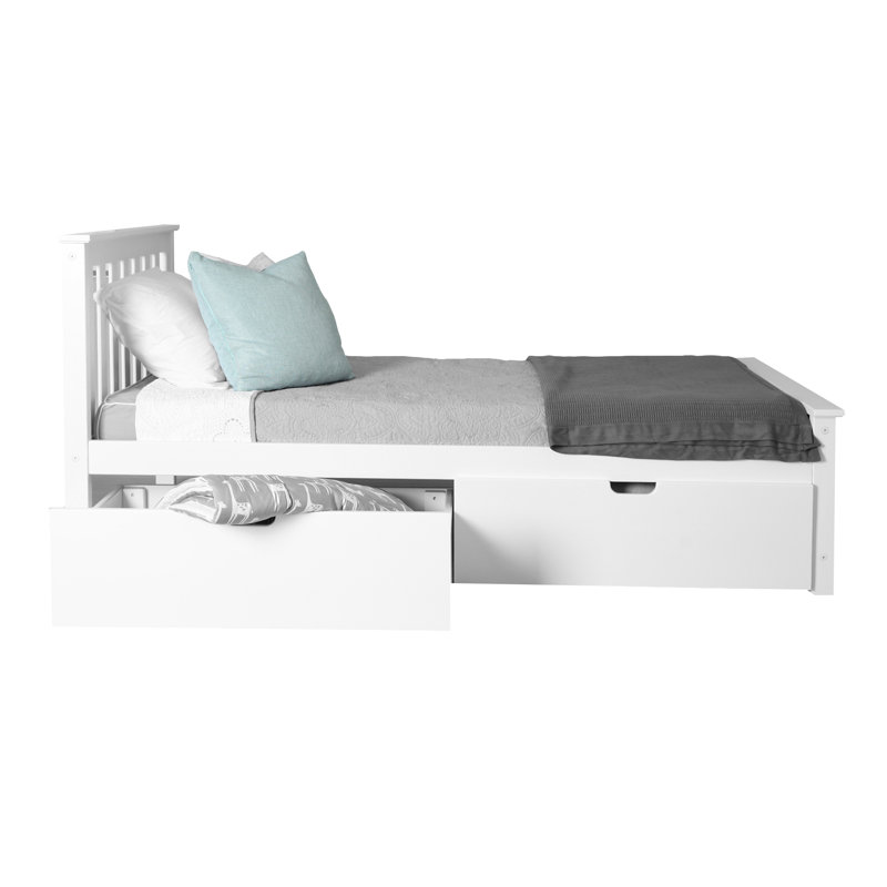 Boling Twin 2 Drawer Solid Wood Platform Bed , White