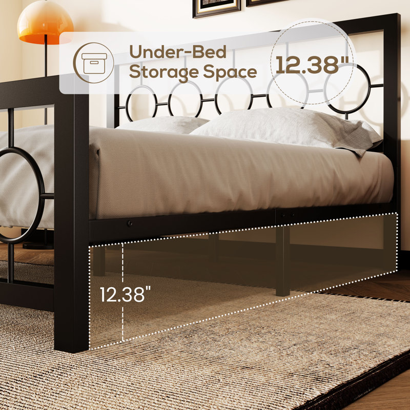 Bloneva Metal Open-Frame Bed, Black, Queen