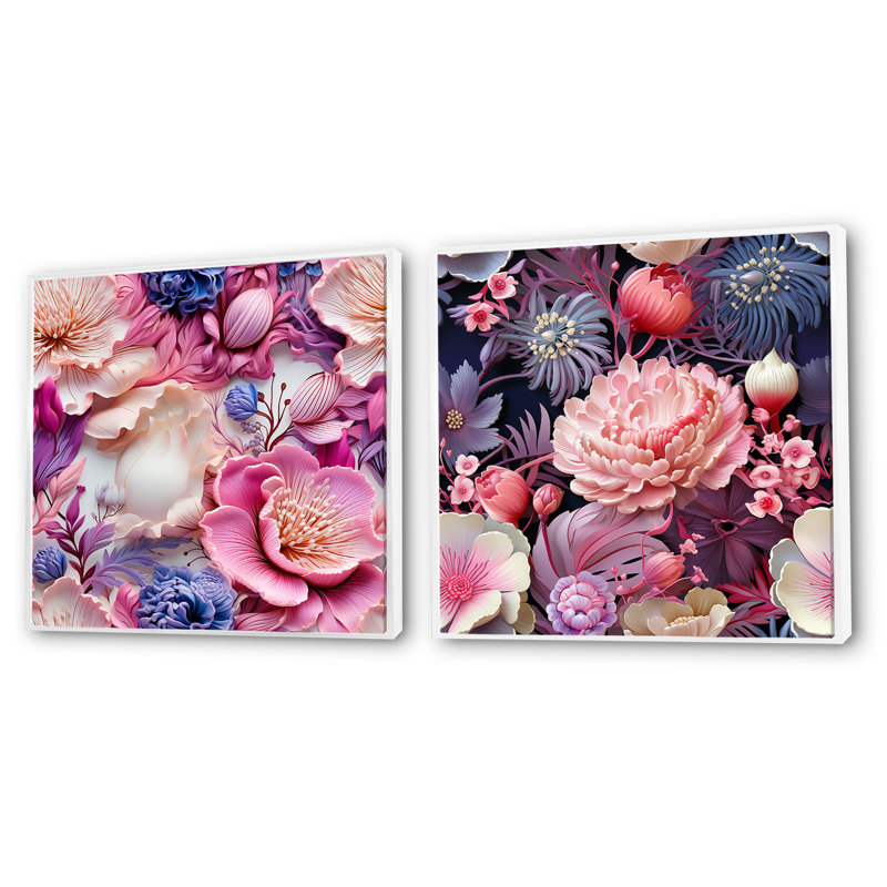 Coquillage coquillage Serenade V - motif tropical abstrait - ensemble de 2 carrés botaniques abstraits, Cadre flottant blanc