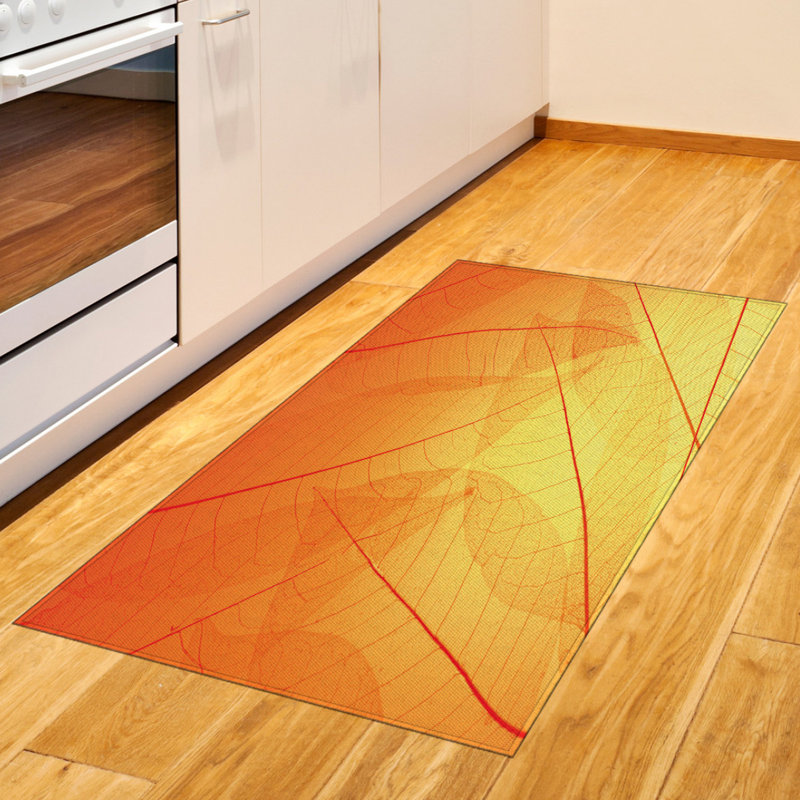 Orange High Density Long Fiber Poly Threads Decorative Area Rug Carpet, Rectangle 2'7" x 5'