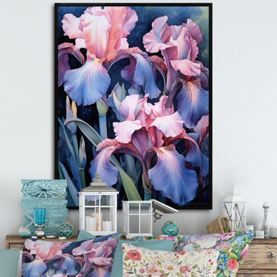 «Pink Blue Iris Petal II», reproduction sur toile
