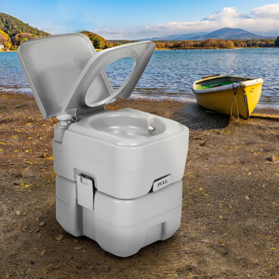 Edrosie Inc Portable Camping RV Toilet, 5.3 Gallon Detachable Waste Tank with Double Water Spouts