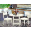 L'ensemble de salle à manger 3 pièces comprend une table de salle à manger ronde avec feuilles et tablettes Dropleaf et 2 chaises en similicuir, blanc lin-109867364