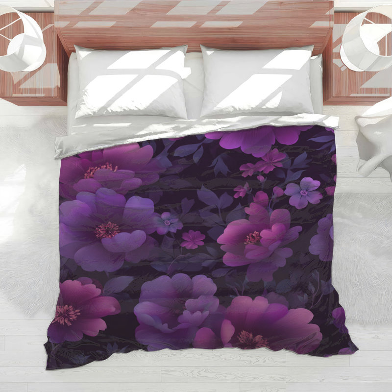 Édredon floral avec literie bohémienne, Édredon très grand, Floral rose / mauve