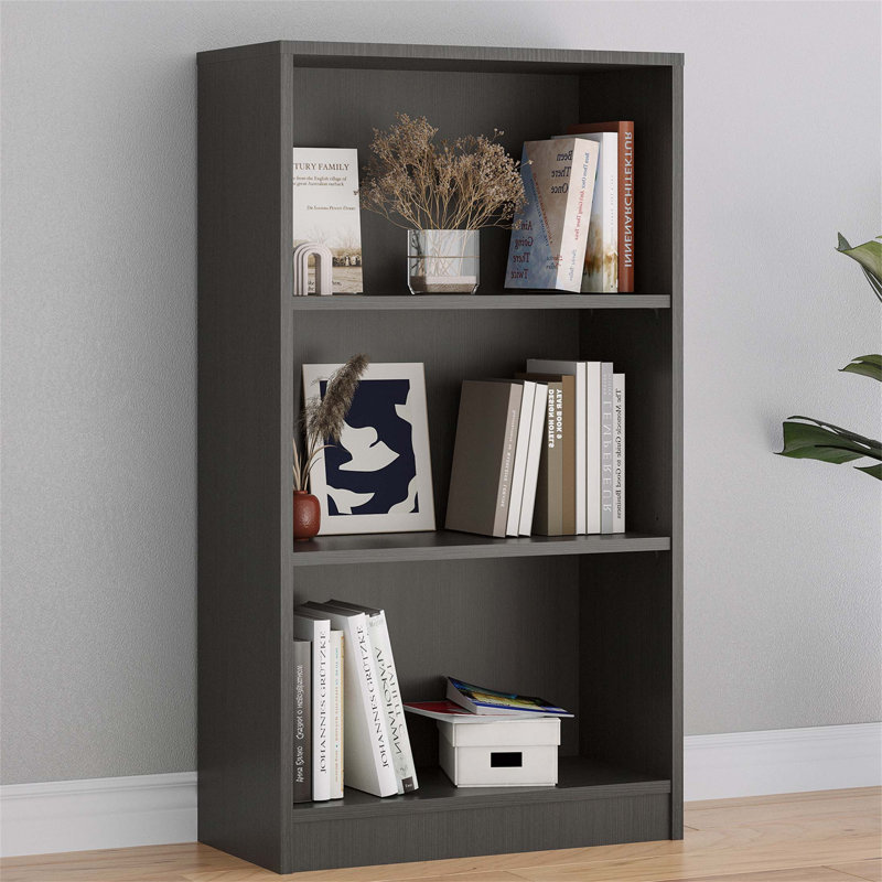 Bibliothèque autoportante à 3 tablettes en bois avec tablettes réglables pour le bureau personnel et le rangement multifonctionnel