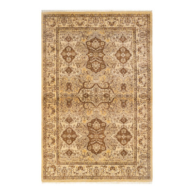 Tapis unique en laine noué à la main 4 pi 1 po x 6 pi 3 po nouvel âge Hayner