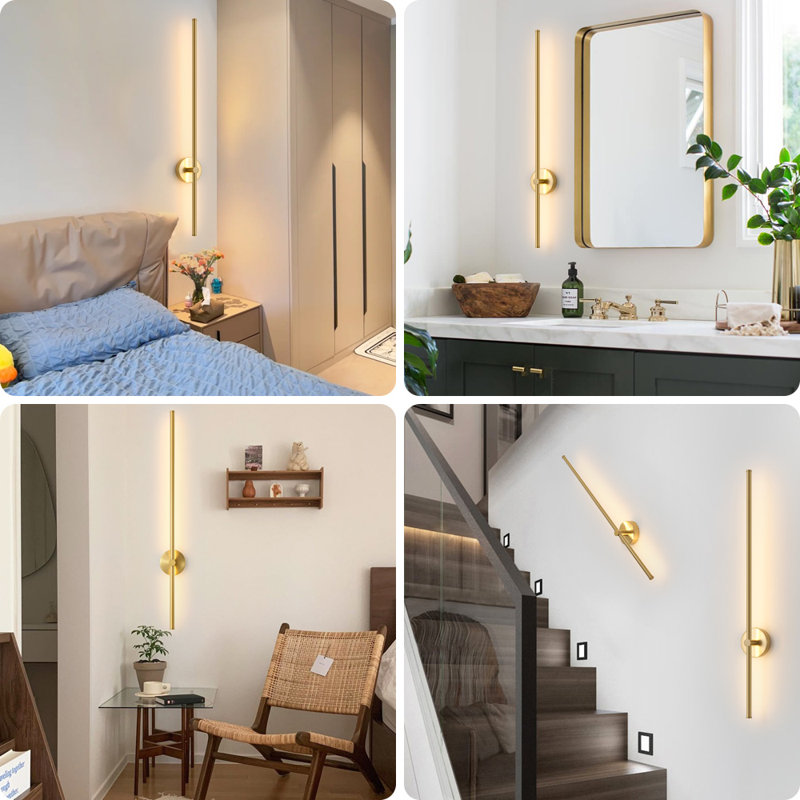 Gafia RGB Dimmable Aluminum LED Wall Sconce with 350 Degree Rotation and Memory Function, 39.37" H x 4.72" W x 3.74" D, Gold