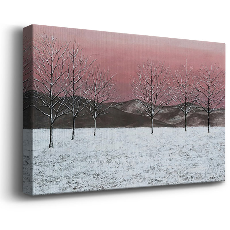 «Sunset Snowfall I», toile tendue avec châssis de qualité supérieure - prête à être accrochée, H 8 po x l 12 po
