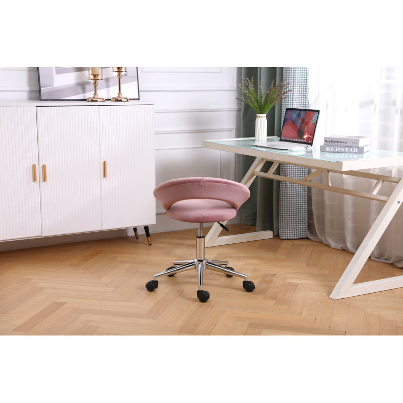 Chaise de travail en velours, Rose