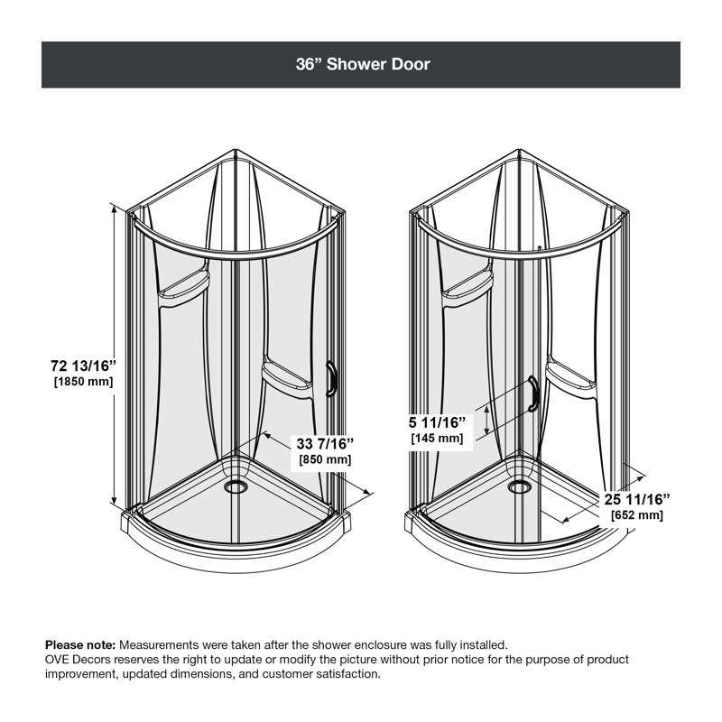 36 in. Frosted Glass Corner Shower Kit with Chrome Finish