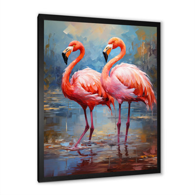 «Flamingo Beach Couple II» - art mural bord de mer tropical