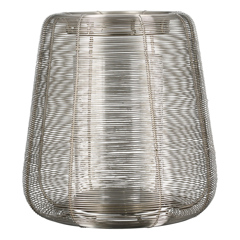 Lucerno Metal Tabletop Lantern, Silver, 29cm H x 25cm W x 25cm D
