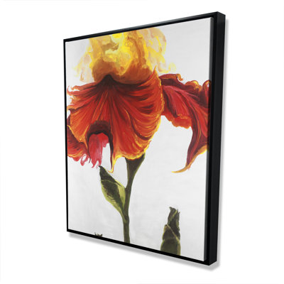 Blossoming lily flower - White framed canvas for home decor
