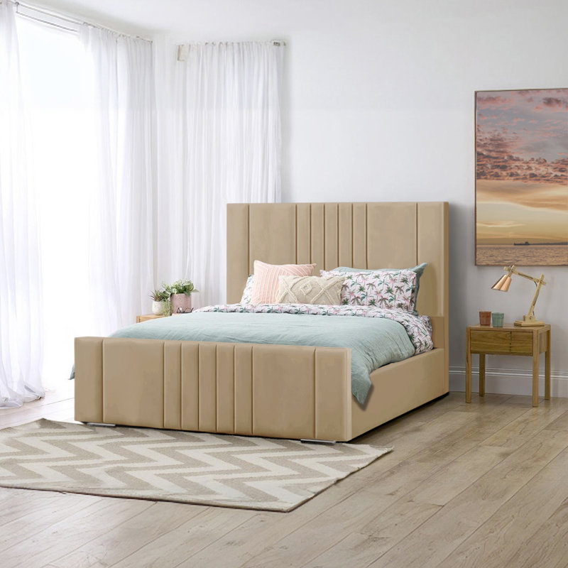 Agaro Upholstered Bed, Double (4'6), Beige