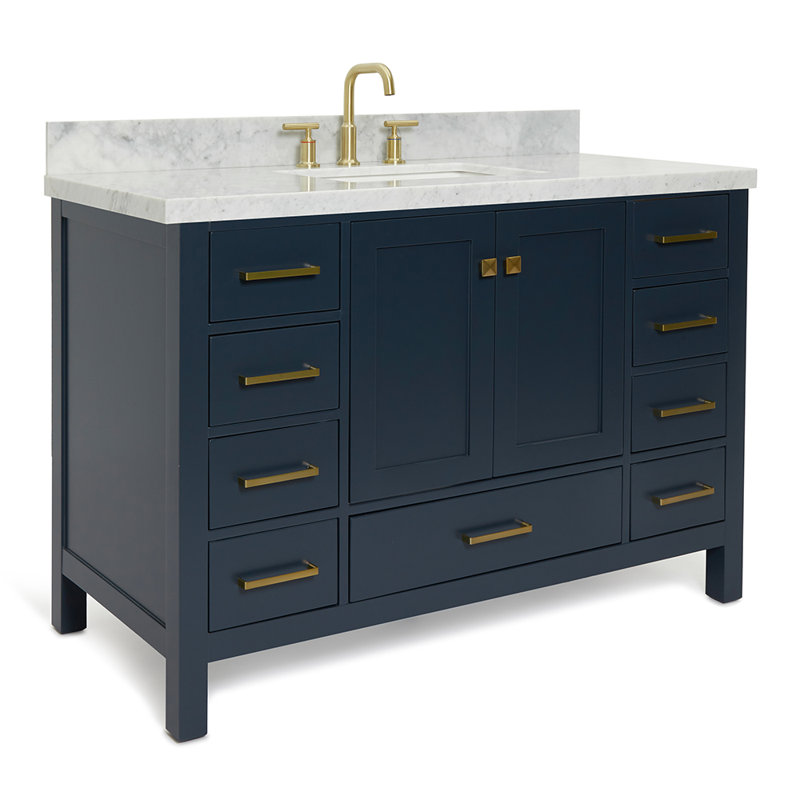Ensemble de meuble-lavabo simple 49 po Cambridge, Bleu minuit, Rectangular