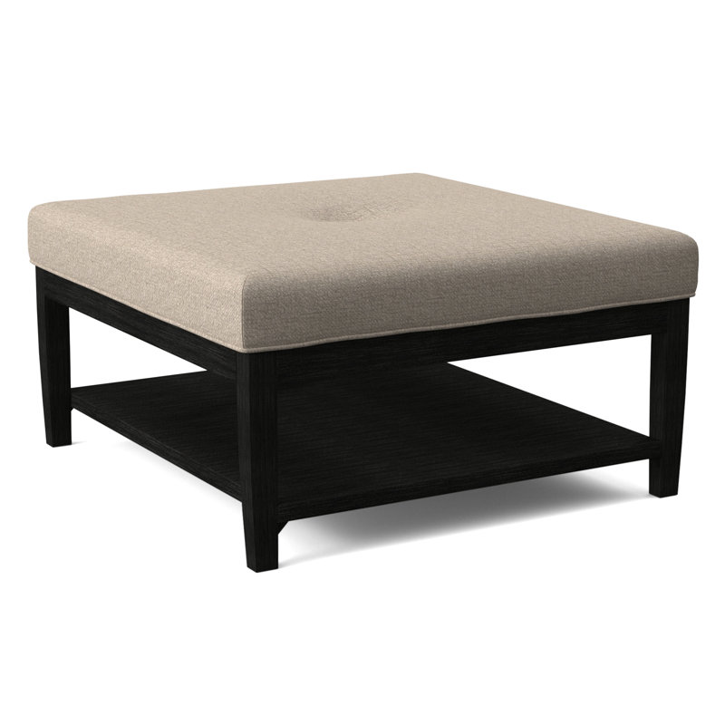 Hammond Square Ottoman, Antique Black Finish, Eggshell Crypton Performance; 0884-93