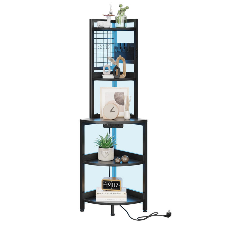 Bastos 151.5cm H x 40cm W Metal Corner Bookcase, Black