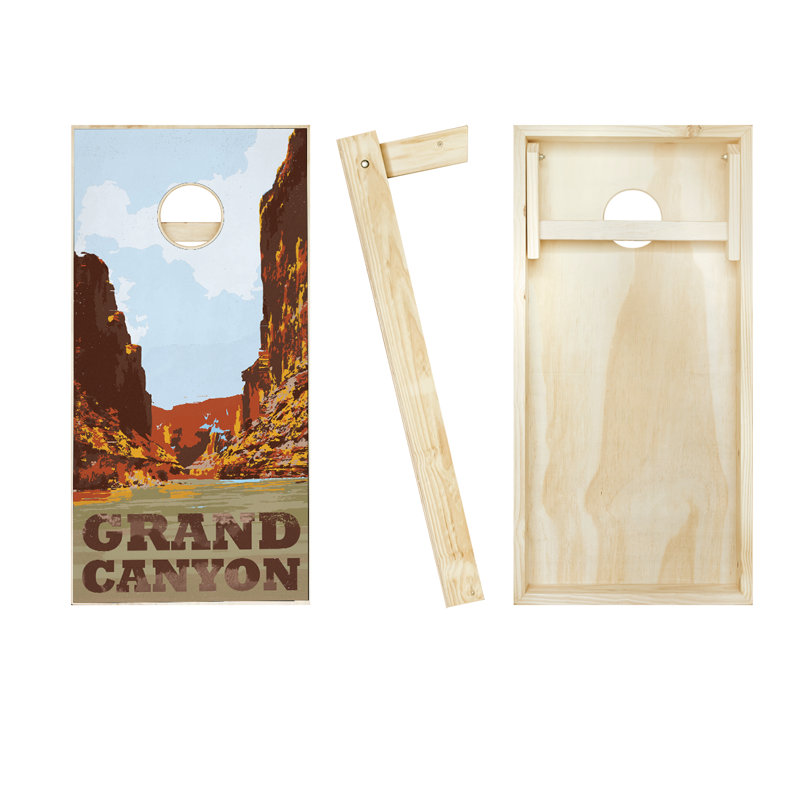 Ensemble de cornhole en bois massif 2 pi x 4 pi Grand Canyon avec sacs, Rouge / royal