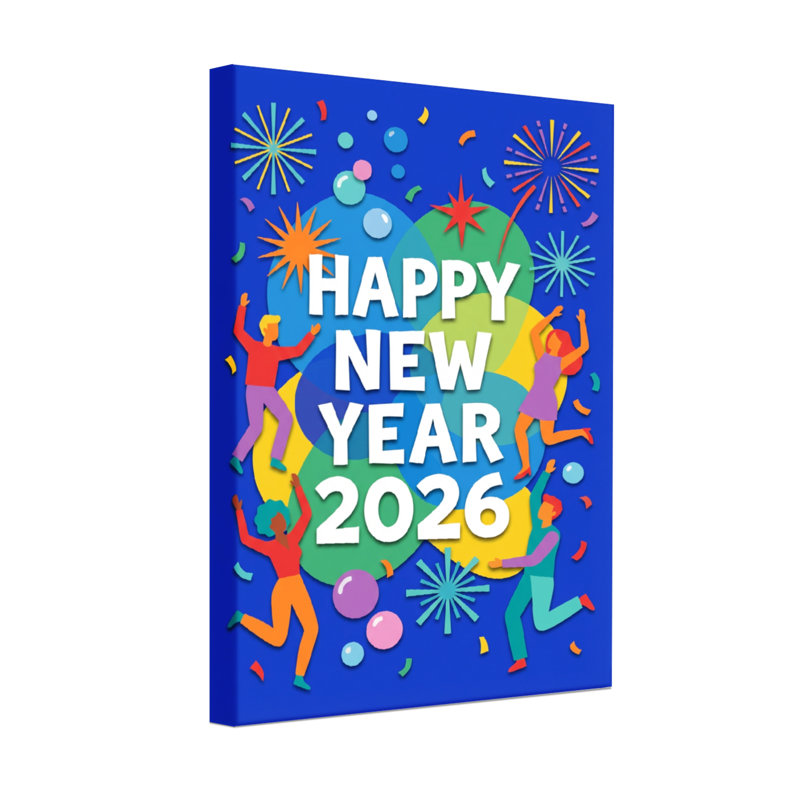 Fashion Happy New Year 2026 Celebration Design, H 18 po x l 12 po