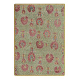 Rug & Kilim’S Block Print Rug With Red And Green Floral Patterns