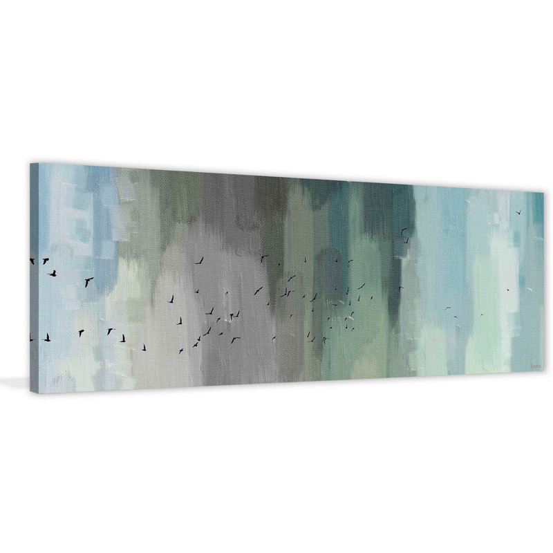Large Abstract Blue and Gray Canvas Wall Art