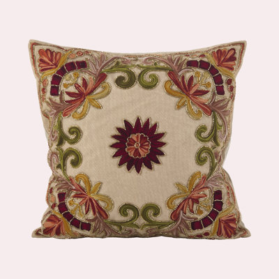 Kreutzer Embroidered Cotton Throw Pillow