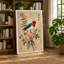 Robin Among Roses Japandi - Wrapped Canvas-583495806-583496067
